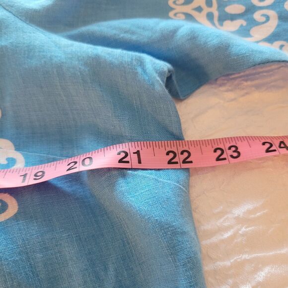 Sarah Spencer Tunic Top Woman 1 X Linen Blue Lagenlook Coastal Resort Boho - Picture 8 of 9